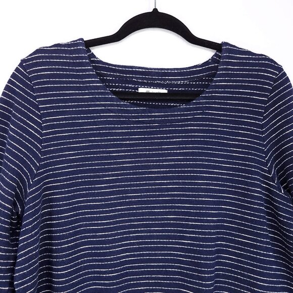 Madewell Pullover Sweater Top Size Large Nautical Navy Striped Side Lace Up - Picture 4 of 12